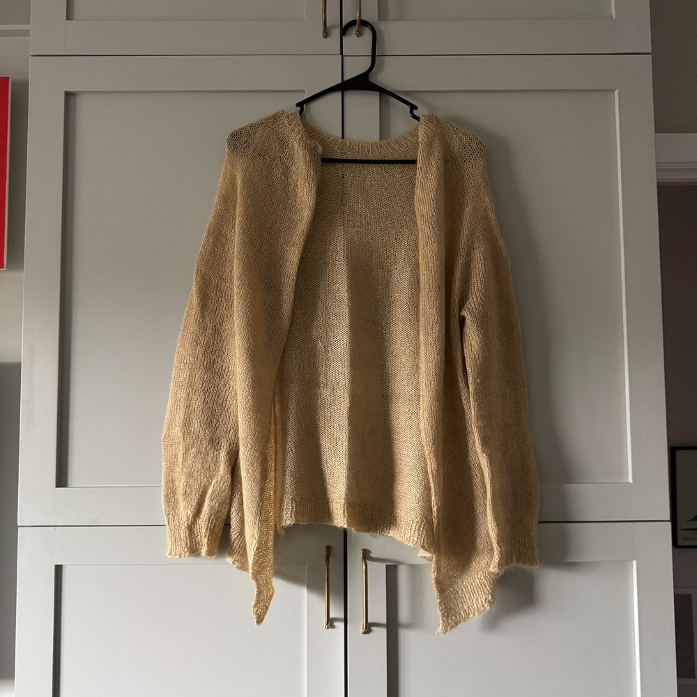Hand Knit Mohair Open Cardigan Oversized XS